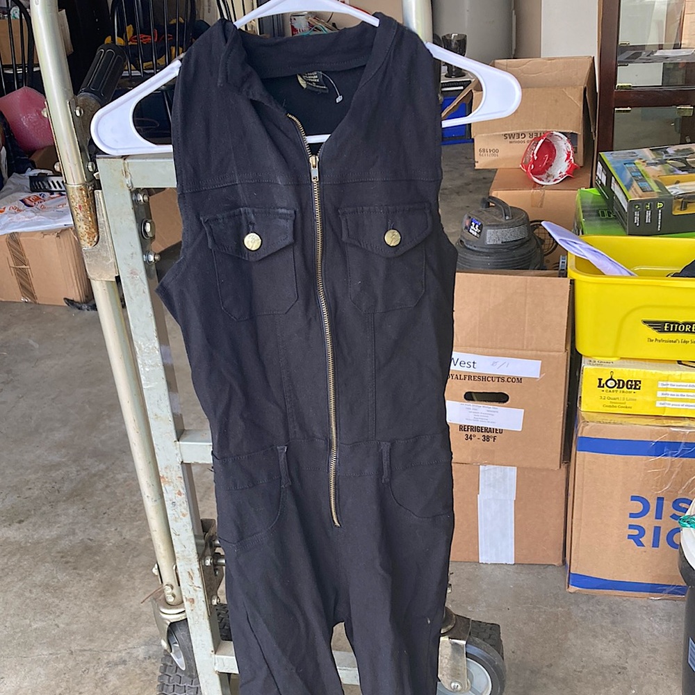Small, black jumpsuit.